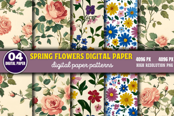Download Spring Flowers Digital Paper Pattern 4 - Premium Resources