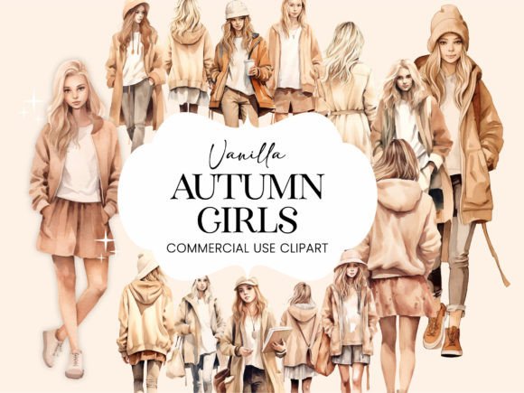 Download Autumn Girls Vanilla Cream Fall Clipart - Autumn Collection
