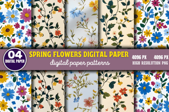 Download Spring Flowers Digital Paper Pattern 6 - Premium Resources