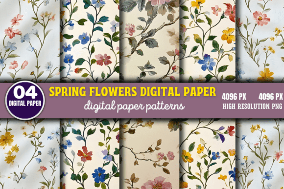 Download Spring Flowers Digital Paper Pattern 5 - Premium Resources